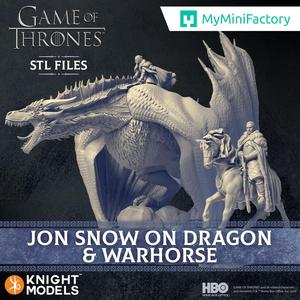 Jon Snow on Dragon and on Warhorse