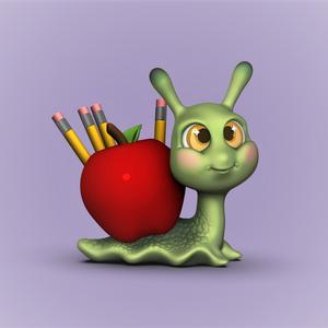 Apple Snail Pencil Holder- (Little Big Head Series)