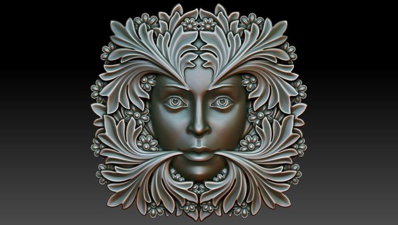 Greenlady face with leaves