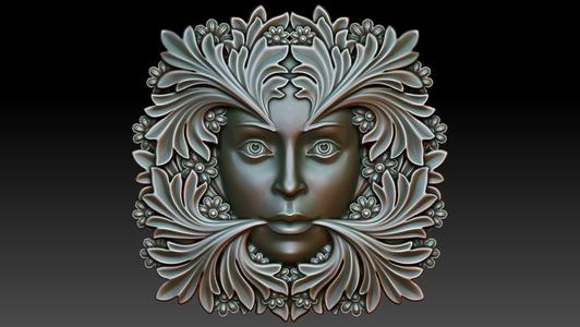 Greenlady face with leaves
