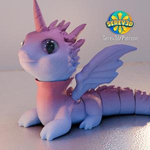Unicorn Dragon - Articulated / Assembly - 3D print STL and multicolor 3MF file
