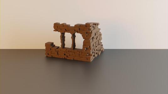 Ruined corner wall #6 with multiple windows - wargaming terrain