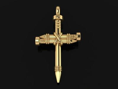 Rustic style Nail Cross Pendant Mid Size