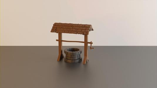 Stone fantasy well with roof - wargaming terrain