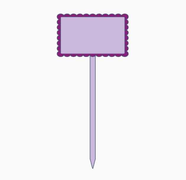 Scalloped Border Plant Label 4 Inch Pick.stl