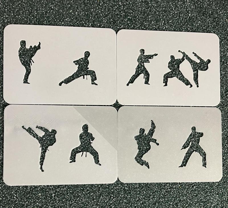 4x Taekwondo - Template Stencil for draw and paint