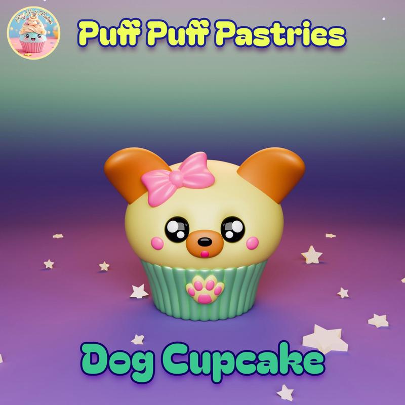 Kawaii Dog Cupcake Chibi