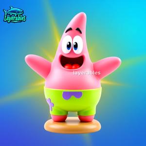 Chibi Patrick STL – Cute Starfish 3D Print Model – Cartoon Fan Art with Display Base