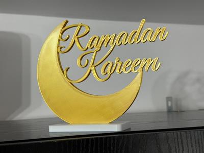 Ramadan Kareem crescent standing sign with base