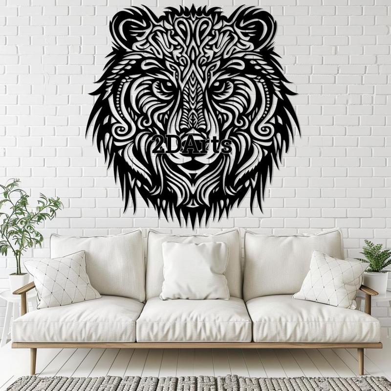 Bear Head Tattoo Style Silhouette