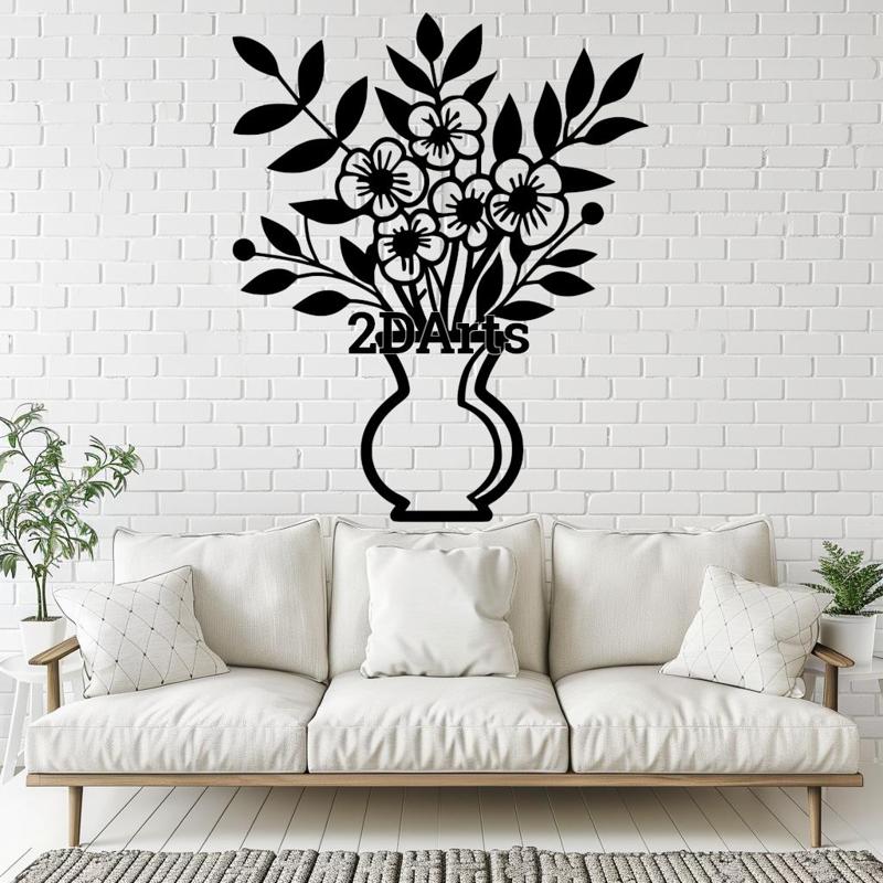 Vase with Flowers 2D Wall Art/Window Art - Digital STL & SVG Files for 3D Printing and Laser Cutting