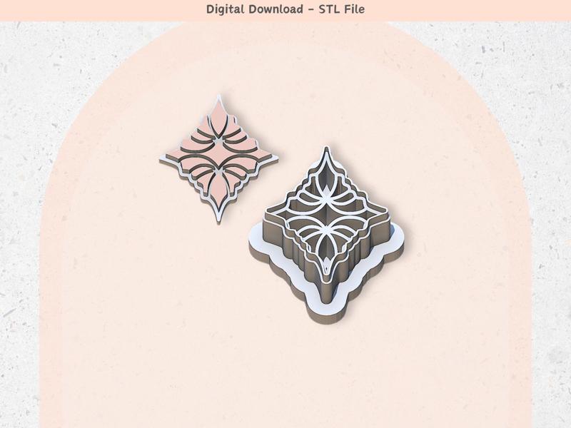 Abstract Earrings Shape 13 Clay Cutter for Polymer Clay | Digital STL File | Clay Tools | 5 Sizes