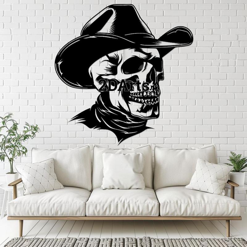 Skull with Cowboy Hat 2D Wall Art/Window Art