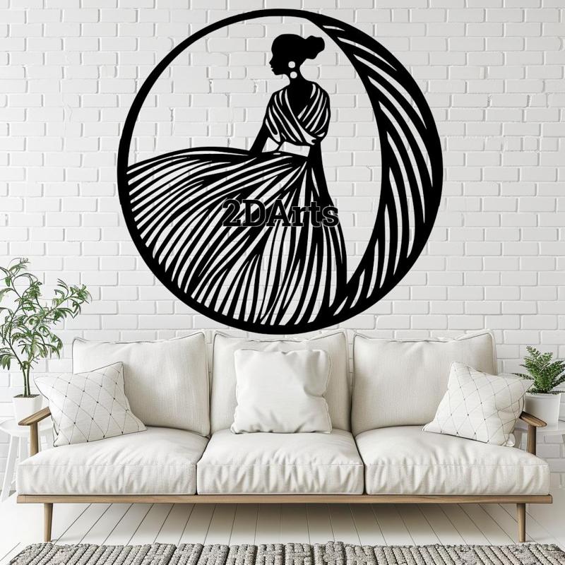 Women in Dress 2D Wall Art/Window Art - Digital STL & SVG Files for 3D Printing and Laser Cutting