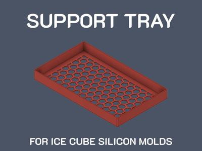 Support tray for silicon ice cube molds
