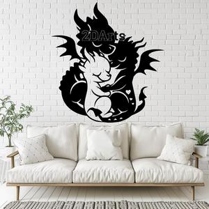 Dragon Parents Cuddling Baby 2D Wall Art/Window Art - Digital STL & SVG Files for 3D Printing and La