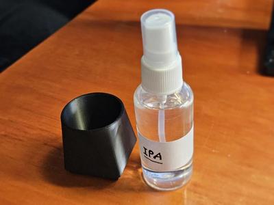 2oz spray bottle holder for Gridfinity with embedded magnets   