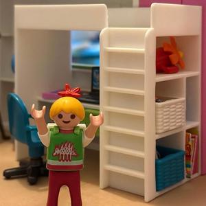 Loft bed with ladder for Playmobil or Dollhouse