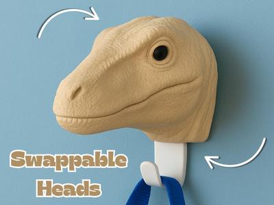 Swappable Dino (Velociraptor) Wall Hook