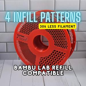 4 Infill Patterns Reusable Spool - Bambu Lab Refill Compatible - Filament Saver