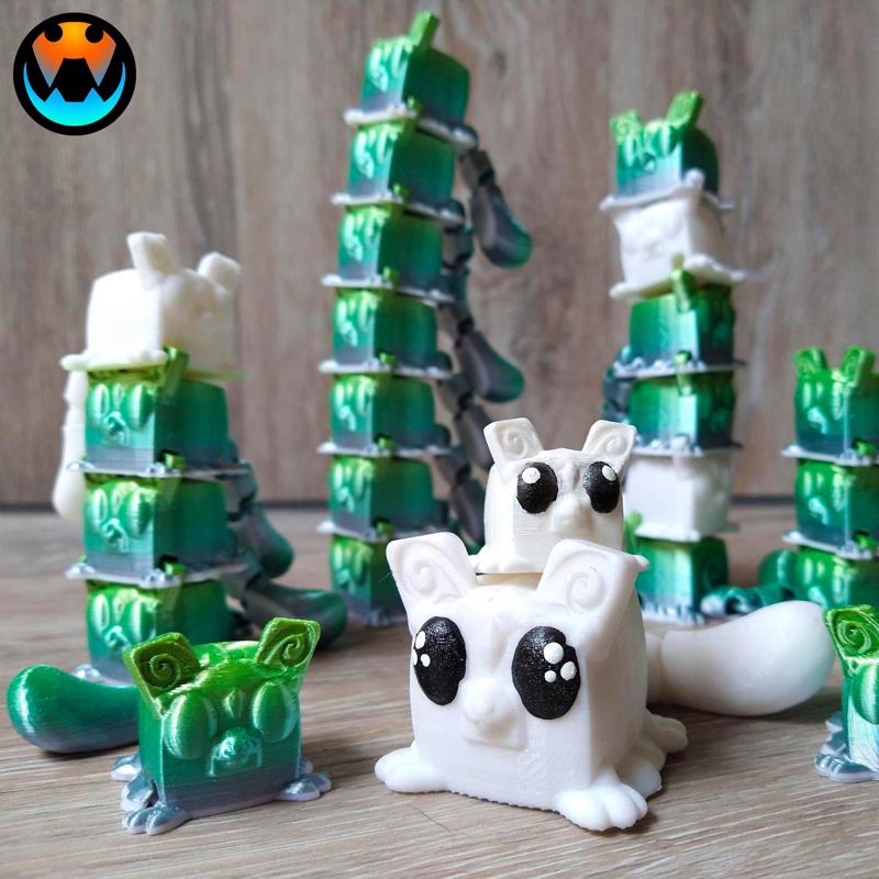 Sugar Cube Gliders, Stackable, Articulating Flexi Wiggle Pet, Print in Place, No Supports, Sugar Glider