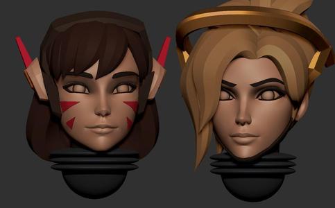 Anime set of Space nuns alternative heads overwatch