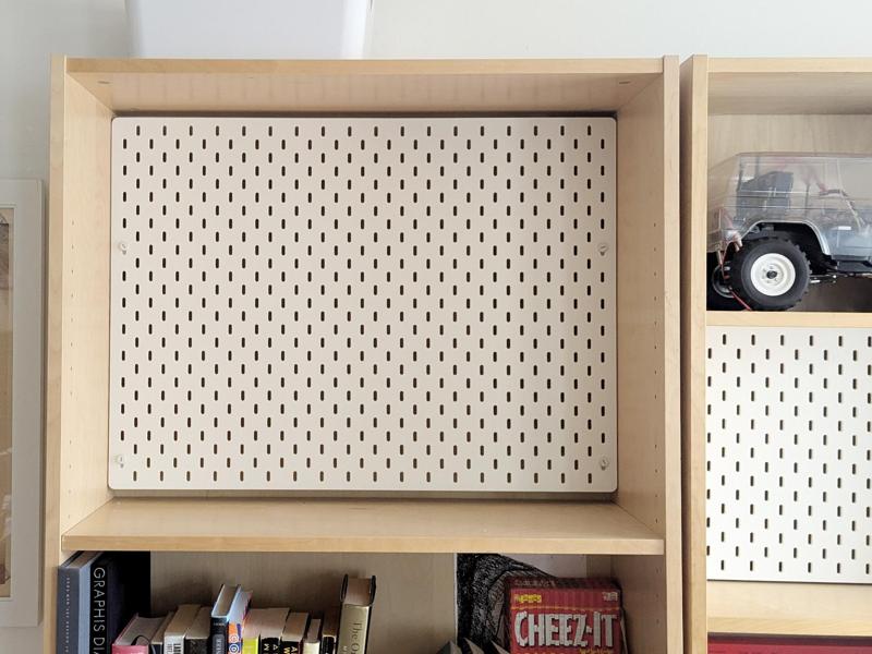 IKEA Skadis pegboard mount for Billy bookshelves