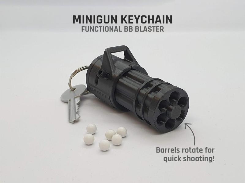 Minigun Keychain — Functional BB Blaster
