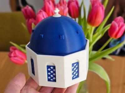 Santorini Church Jewel Box - Blue dome