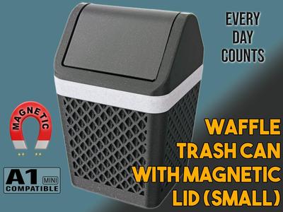 Waffle trash can with magnetic lid - Small