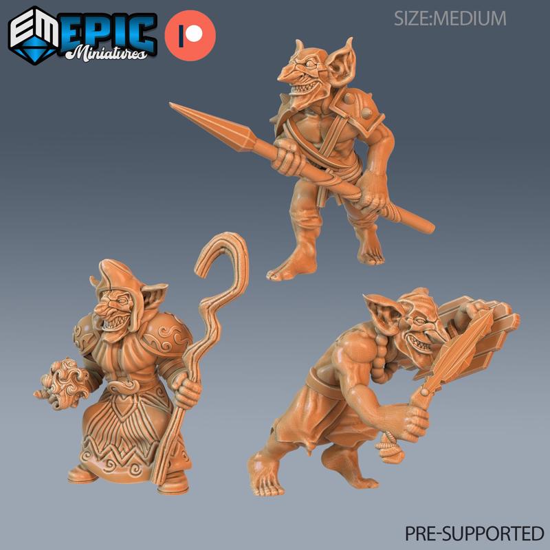 Wicked Goblin Tribe Set / Male Goblinoid / Green Skin Army Soldier / Evil Ogre / Siege Servant