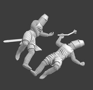 Two wounded knights - lying on ground