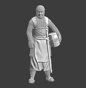 Medieval Teutonic knight - resting helmet under arm