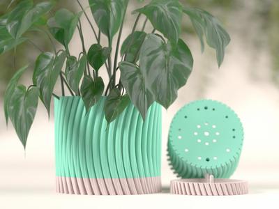 Twisted Pattern Plant Pot. Modern two part Planter