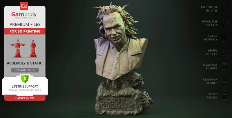 Beetlejuice Bust STL files for 3D Printing | Assembly Model