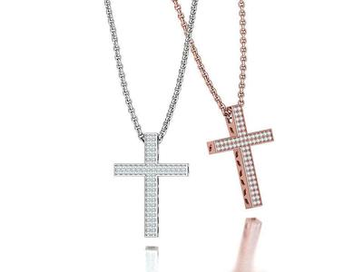 Bespoke Diamond Cross 24mm Height Necklace 3D model