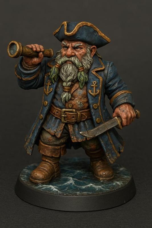 Dwarven Naval Captain Miniature