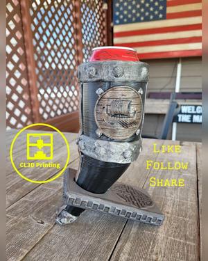 Viking Ship Hammered Metal - Horn Koozie