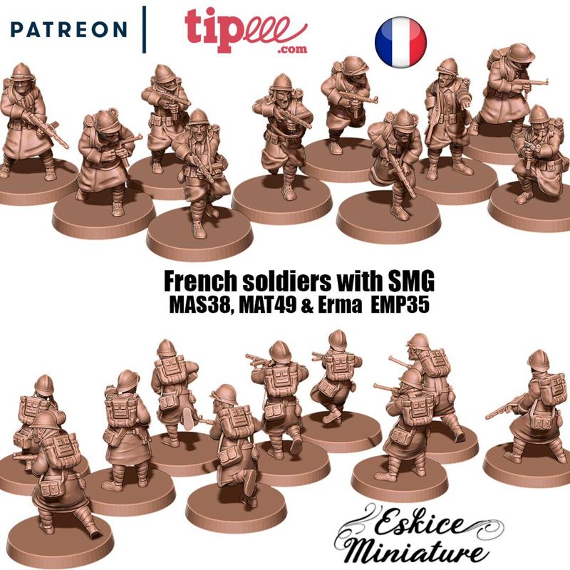 French soldiers with submachine gun - 28mm