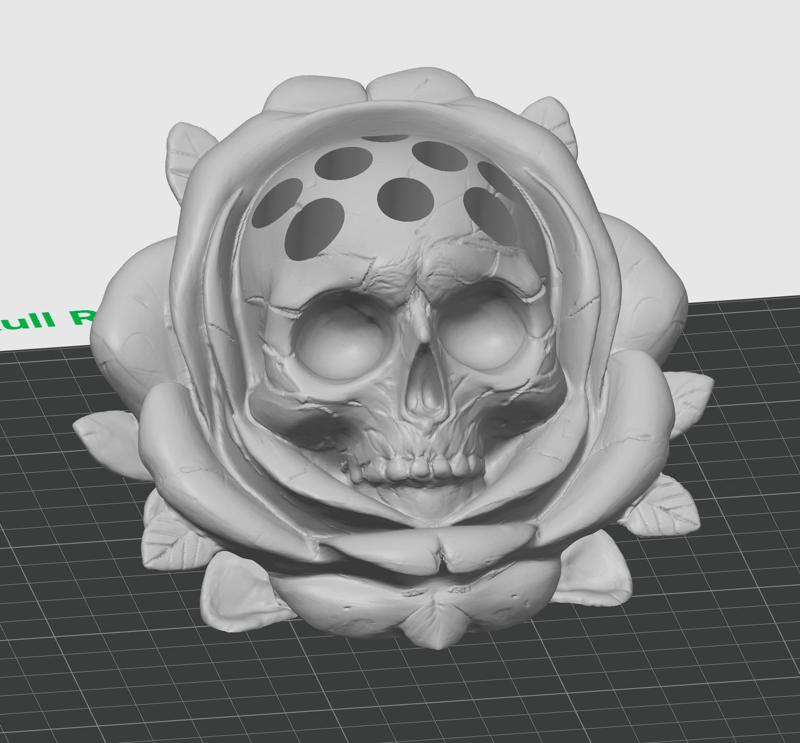 Skull Rose - Pen & Brush holder - desk organizer - Serev3D