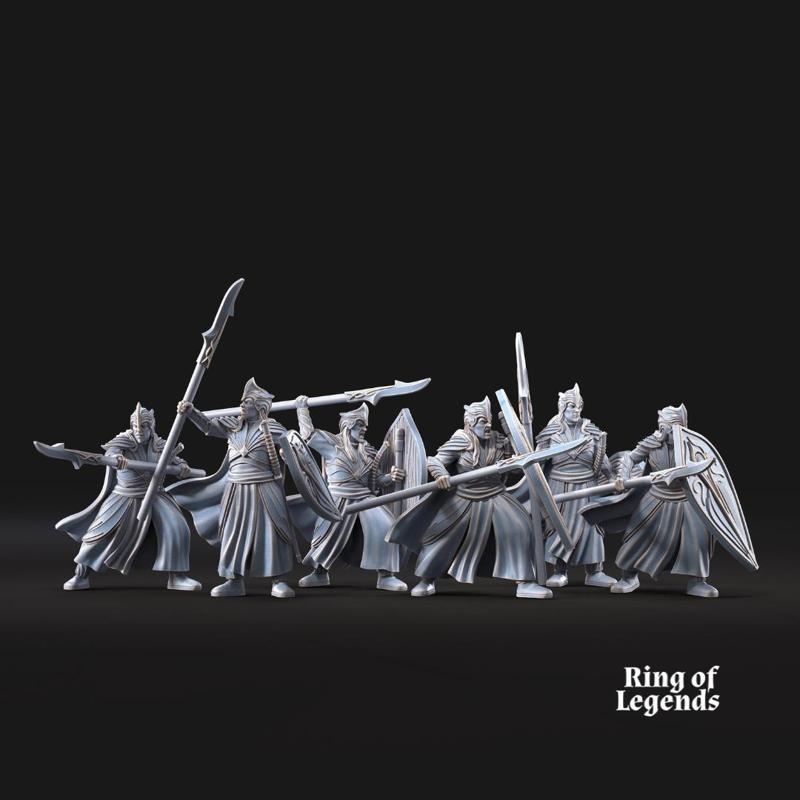 6x Spearmen with opt. shield | Galanthir Elves | Ring Of Legends