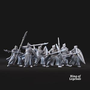6x Spearmen with opt. shield | Galanthir Elves | Ring Of Legends