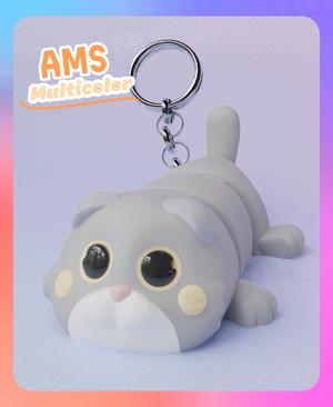 Flexi Scottish Fold Cat Keychain (Multicolor)