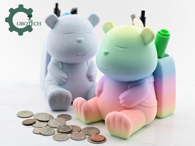 Backpack Bear Piggy Bank and Pen Holder - Desk Decor - Coin Bank Gifts - Unique Gifts - Cute Piggy Bank Gifts