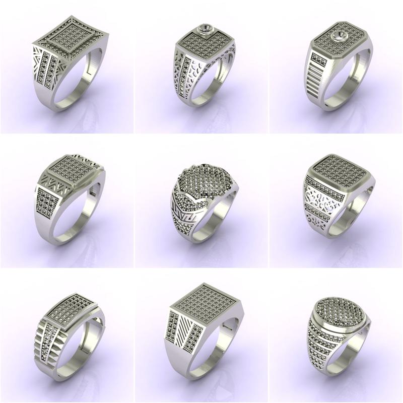 76 Files - STL 3D Model Gent Ring Gents Ring 3D print model  3D Model Collection