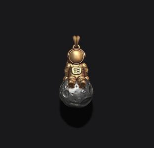 Astronaut moon pendant