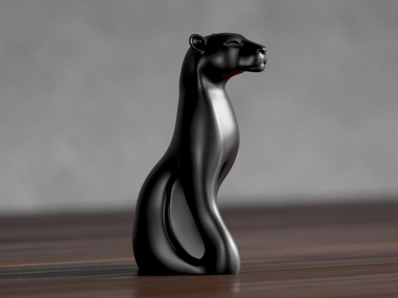 Sleek Black Panther Sculpture