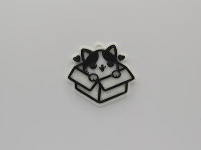 Cute Cat In a Box Keychain