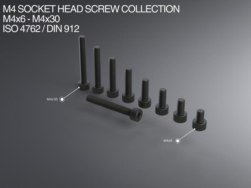 M4 Socket Head Screw Collection M4x6-M4x30 ISO 4762 / DIN 912