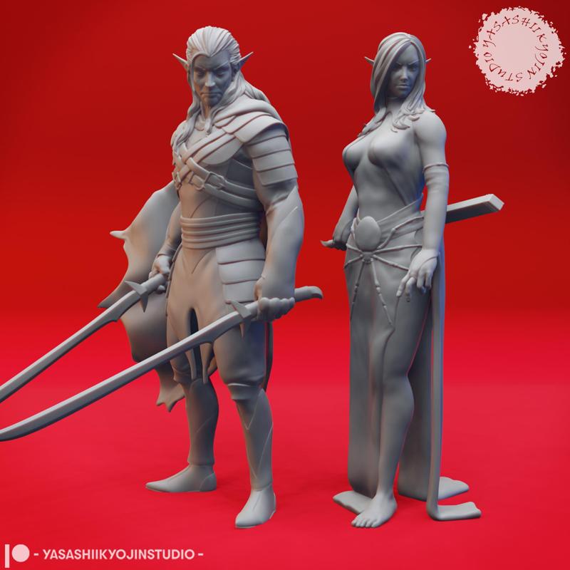 Drow Pair - Tabletop Miniatures